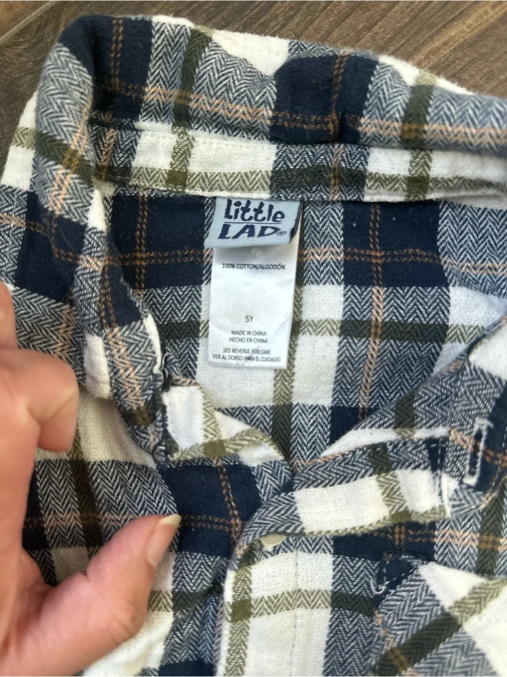 Bundle of boys long sleeve Kids Plaid Button-Up Shirt - Blue & Cream Brown